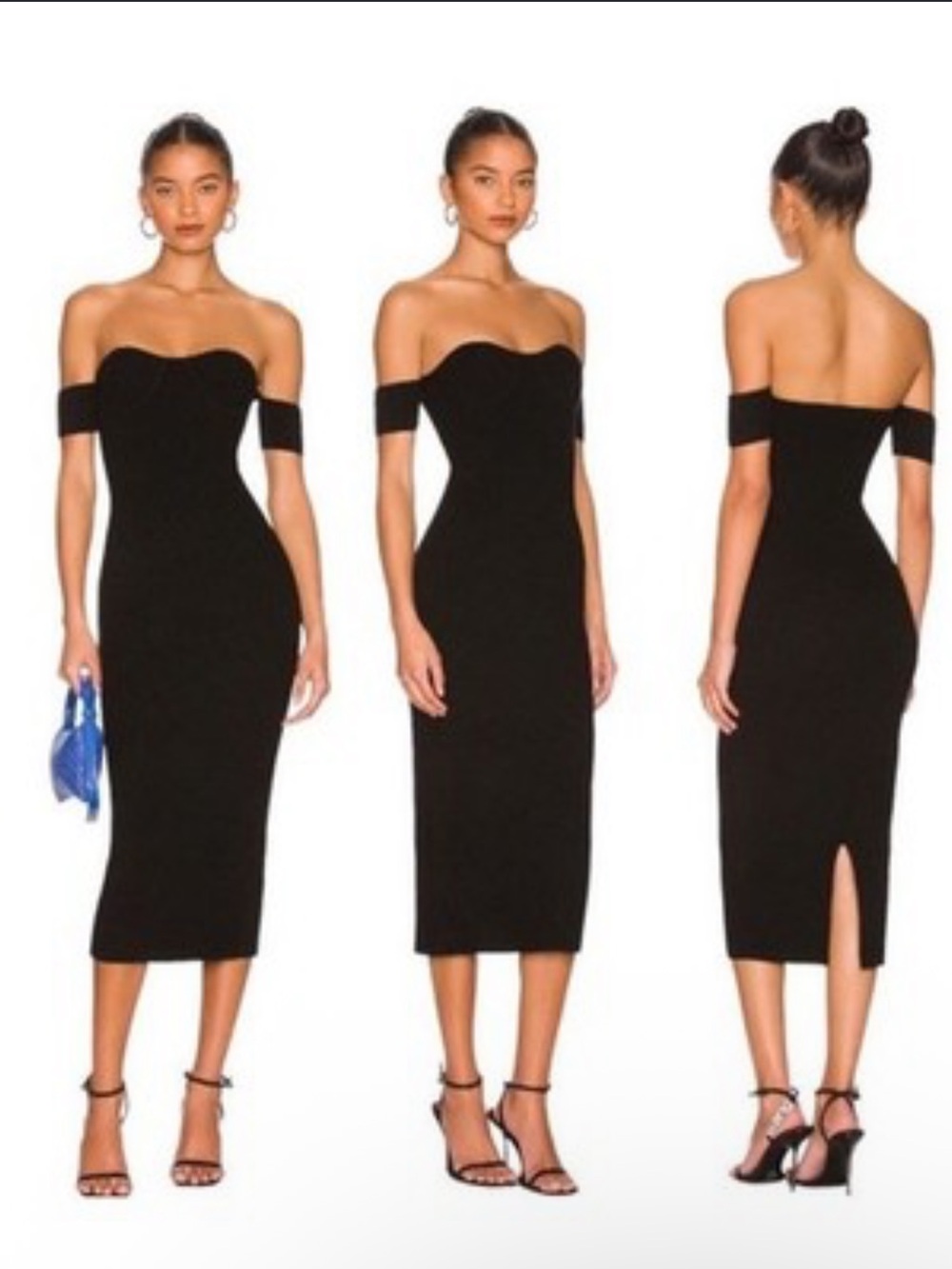 Helmut Lang Black One-Shoulder Ribbed Bodycon Midi Dress